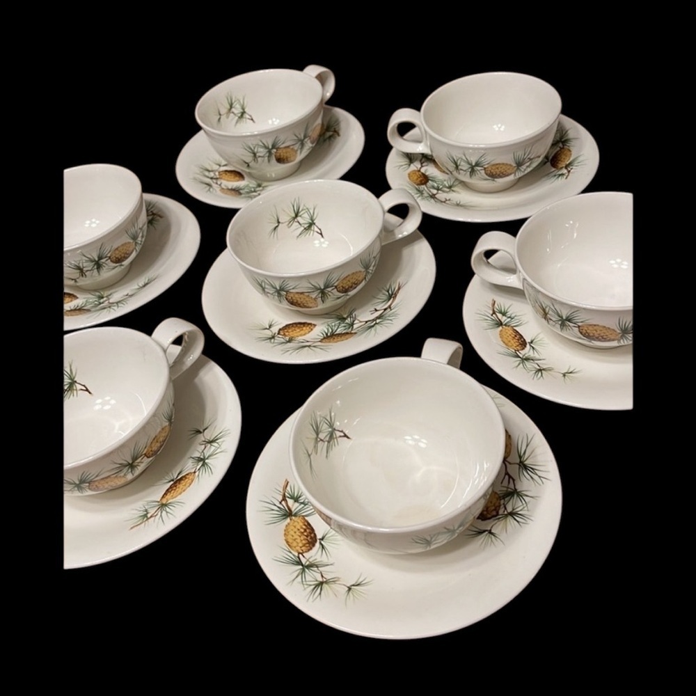 Vintage Hall Hallcraft Eva Zeisel Pinecone After Dinner Cups and Saucers set